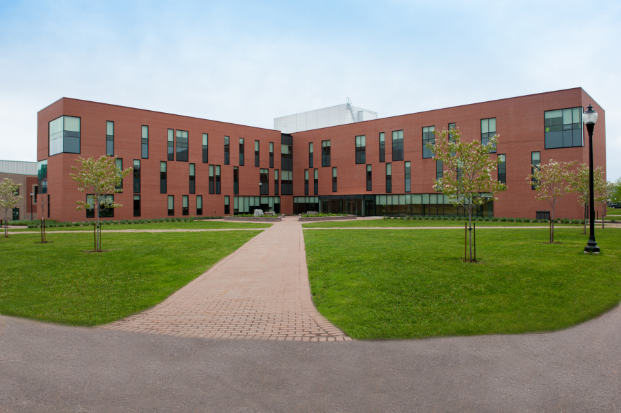 A photo of a brick building