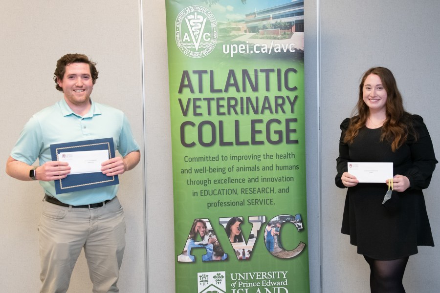 Nicholas Johnston, Class of 2022, and Julia Bland, Class of 2023, are recognized during Fall Awards and Recognition night. 