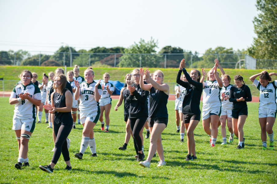 The UPEI Women's Rugby Panthers after their 86-0 win over the Saint Mary's Huskies on October 15  