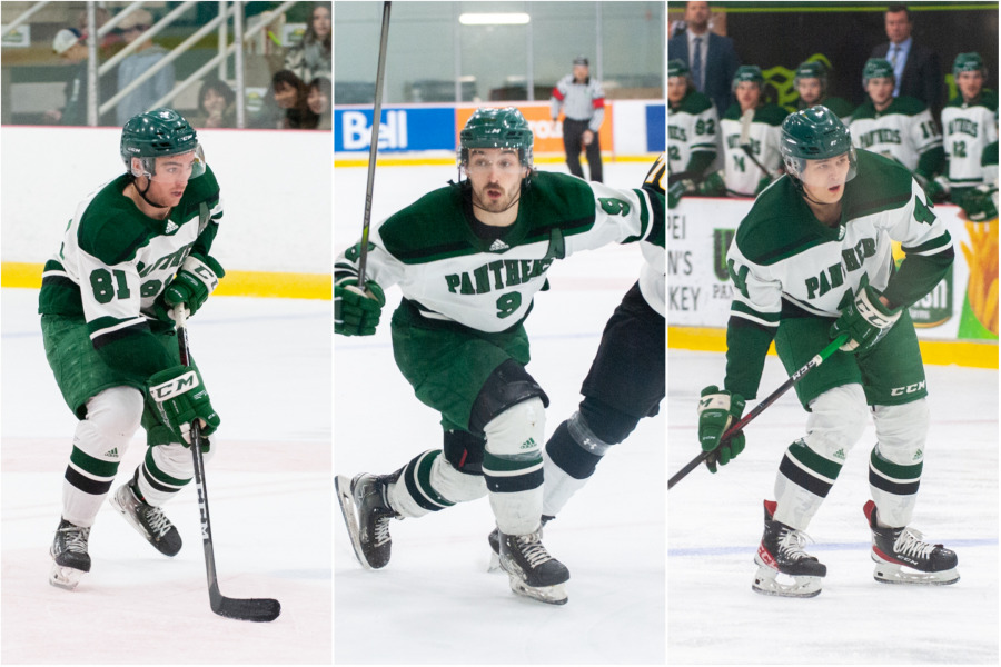 UPEI Men’s Hockey Panthers TJ Shea, Kyle Maksimovich, and Matt Brassard