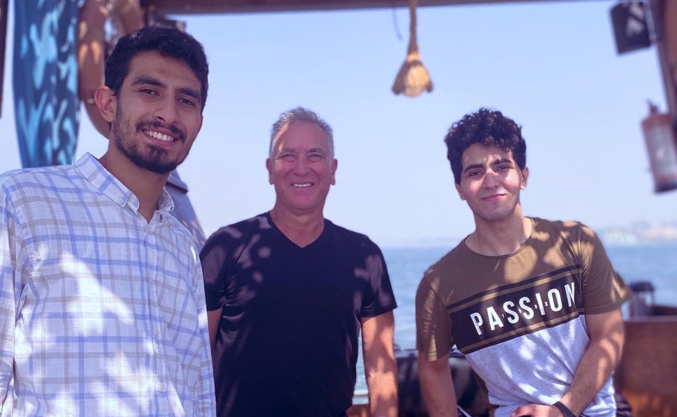 UPEI Assistant Professor David Varis (centre) with graduate students and teaching assistants, Aly ElAssal (left) and Diaa Abdelghani (right), from the UPEI Cairo Campus.