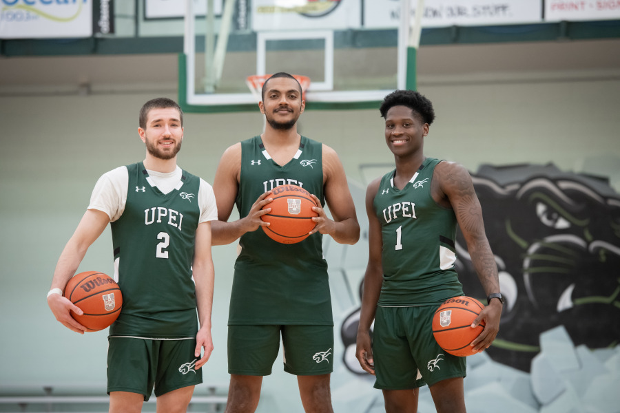 UPEI Men's Basketball Panthers from left: Sam Chisholm, Abilash Surendran and Kamari Scott