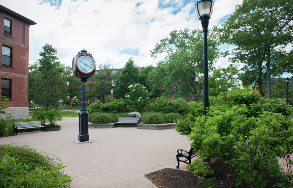 photo of clock in the quadrangle