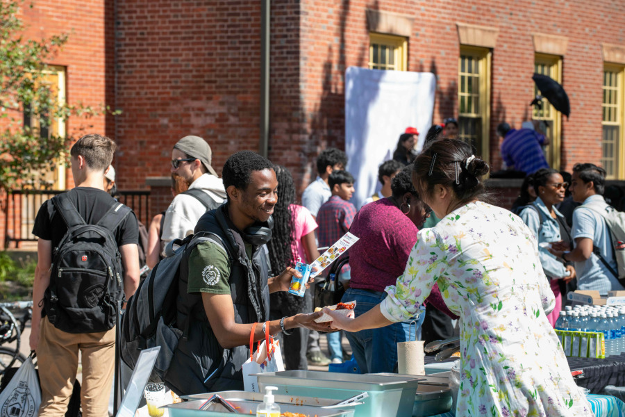 Photo of student at a welcome week barbecue