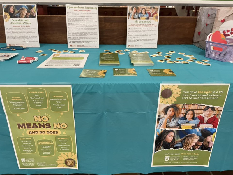 Sexual Assault Awareness Week display at the Robertson Library Sexual Assault Awareness Week display at the Robertson Library