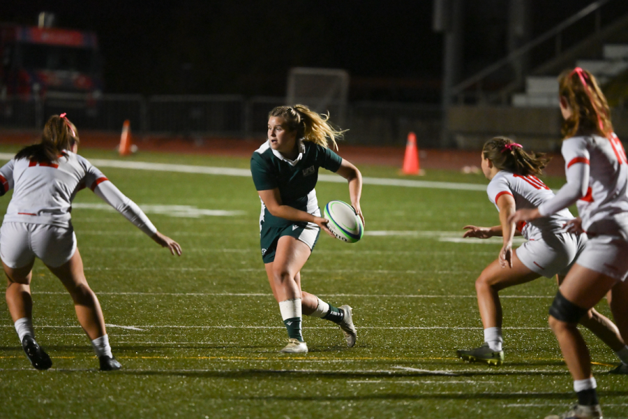 Paige MacLean and the UPEI Women’s Rugby Panthers take on the Acadia University Axewomen in AUS semifinal action on October 15.