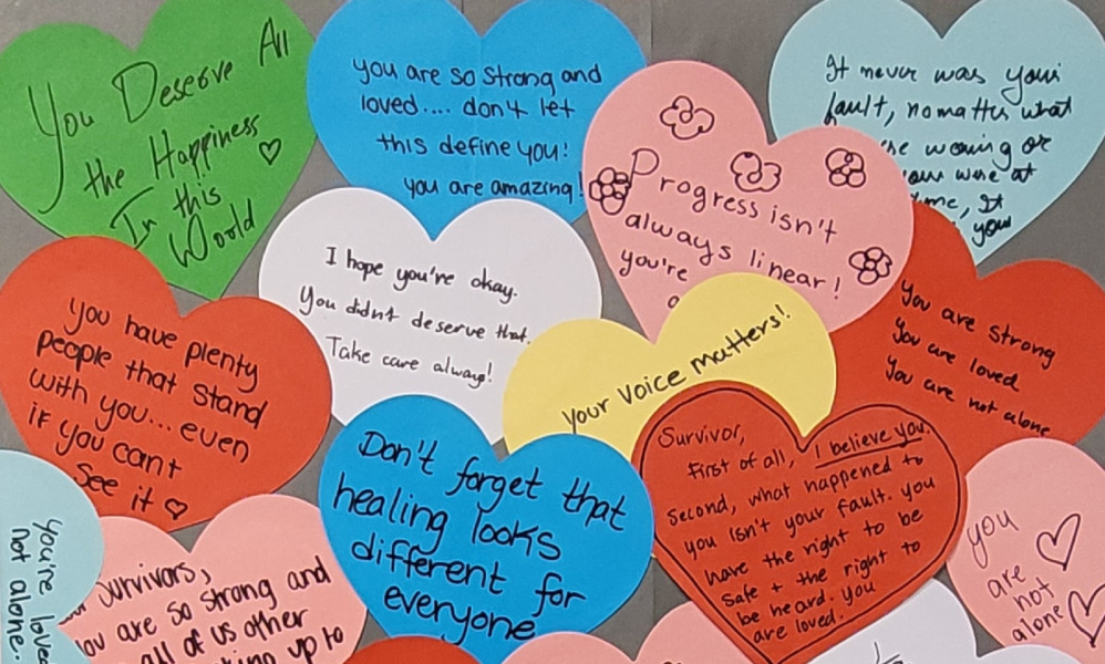 More than 60 heartfelt submissions were received for “Love Letters to Survivors” and assembled into a collage, now displayed at the SVPRO office.