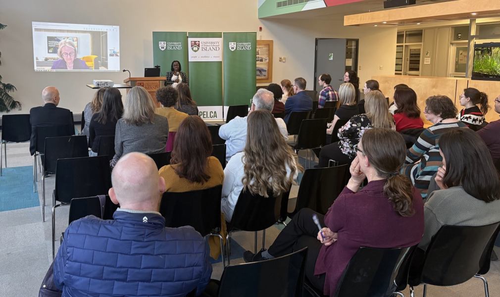 Dr. Jane Ngobia, UPEI Vice-President People and Culture speaks to attendees at the launch of the Restorative Practices Capacity-Building program on March 11.