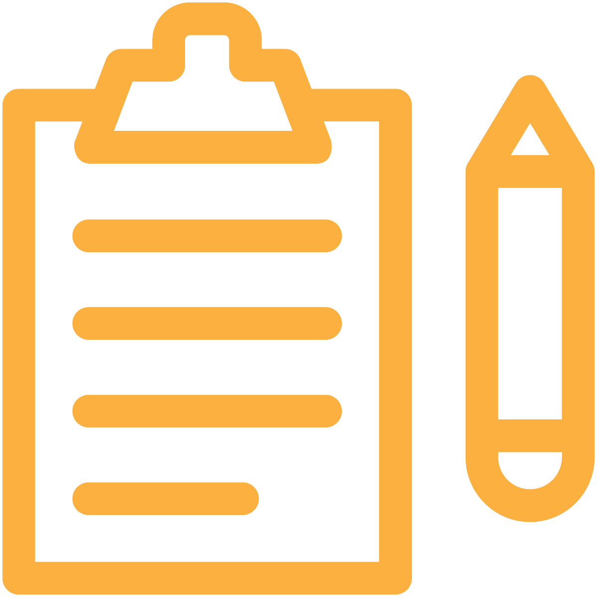clipboard and pen icon in gold