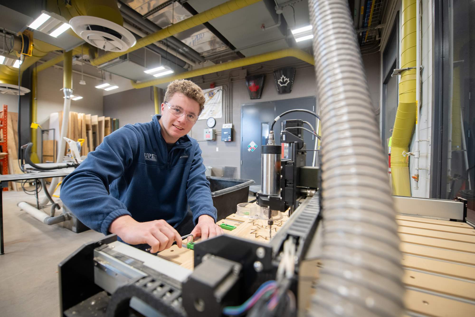 Sustainable Design Engineering student Jimmy Hulton working on a project