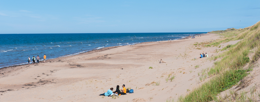 Students enjoy a PEI beach