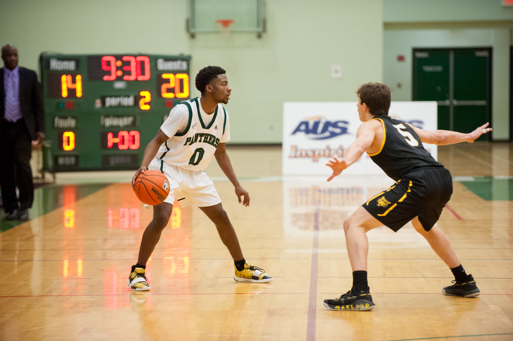 A male basketball player in action