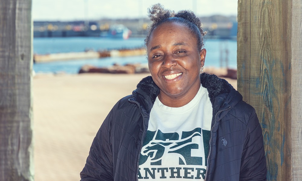 UPEI Master of Arts in Island Studies student Ayana Arnaud on the Charlottetown waterfront