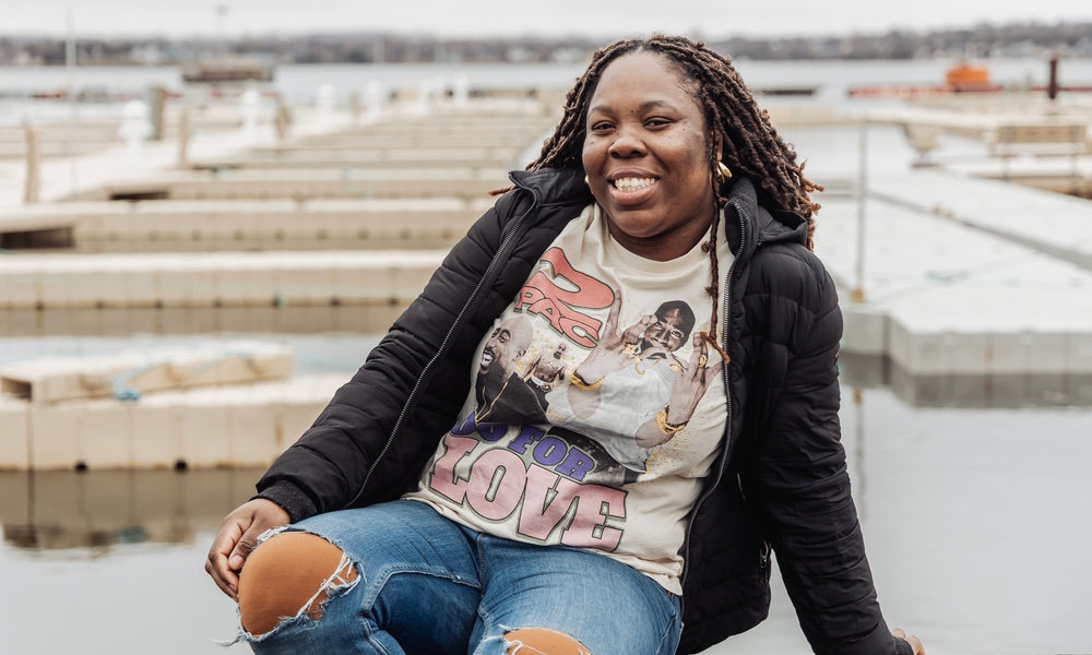 UPEI Master of Arts student Aneilla Dennis on the Charlottetown waterfront