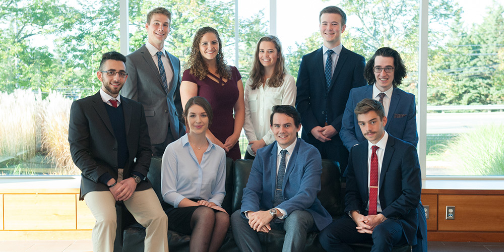 Business students gather in Don and Marion McDougall Hall