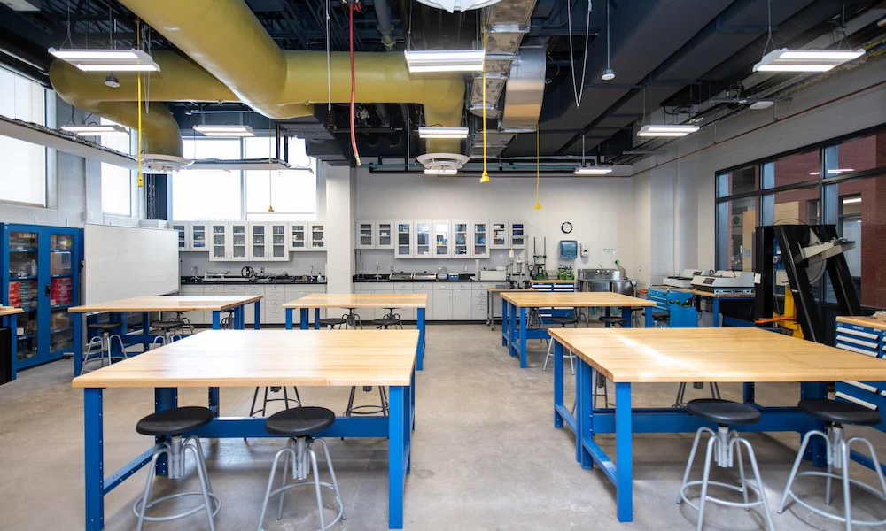 a set of workstations in the Faculty of Sustainable Design Engineering building