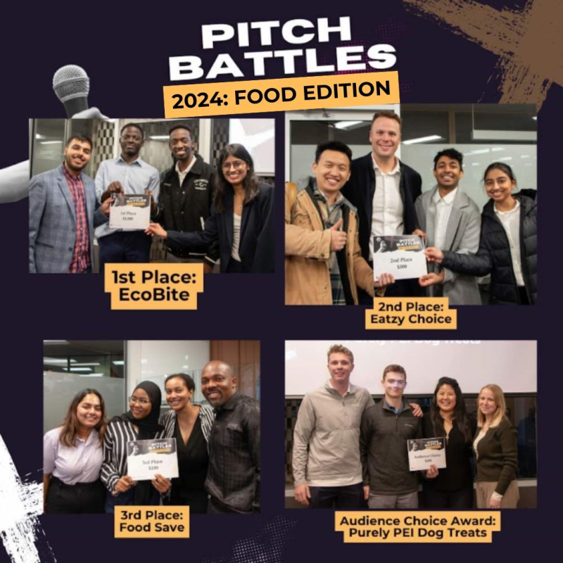 a collage of four images of winning Pitch Battle teams from 2024