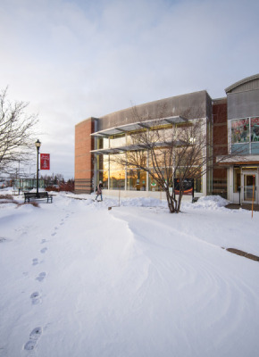 Photo of student centre in winter 