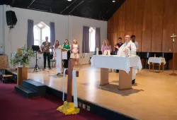 A priest celebrates Catholic mass