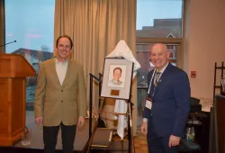 Dr. Étienne Côté, winner of AVC's 2018 Atlantic Award of Excellence, and Dean Greg Keefe