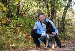 AVC student Nicholas Johnston and canine friend Kiba