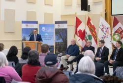 photo of the president speaking at St. Peter's Bay event