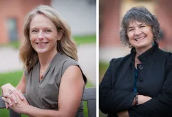 Medium close-up photos of two smiling females