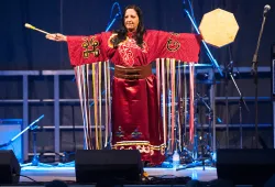 Julie Pelletier-Lush performs a Mi’kmaq poem at Province House.