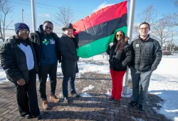 Raising the Pan-African flag at UPEI to mark Black History Month