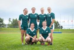 The UPEI Women's Rugby Panthers host the St. FX X-Women Wednesday, October 25 at 2:00 pm in the AUS Championship. Top row from left: Ria Johnston, Olivia McLeod, Paige MacLean, Carla Stewart. Bottom row from left: Mia Fradsham, Emma MacLean