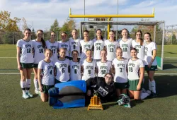 The UPEI Women’s Field Hockey Panthers pose for a photo after capturing their third straight AUFS Championship on October 20. (Photo credit: Janessa Vanden Broek)