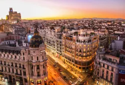 madrid skyline at sunset