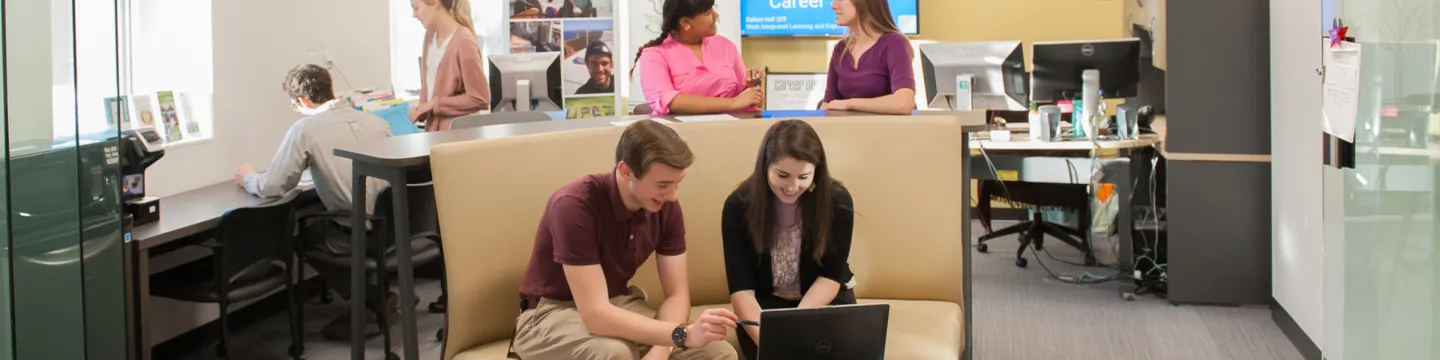 two students at the UPEI career studio