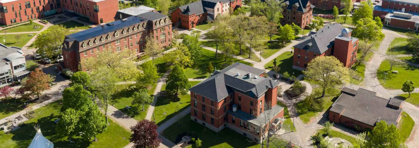 aerial shot of UPEI's campus from the west