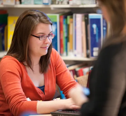 A student works at a table