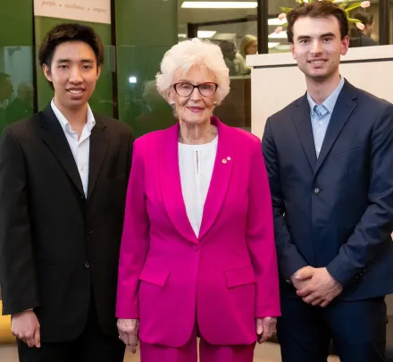 Catherine Callbeck and two UPEI student entrepreneurs