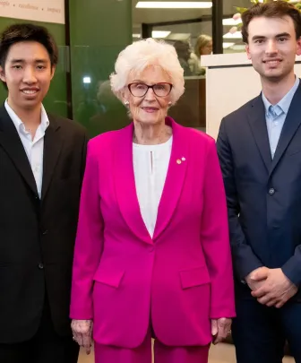 Catherine Callbeck and two UPEI student entrepreneurs