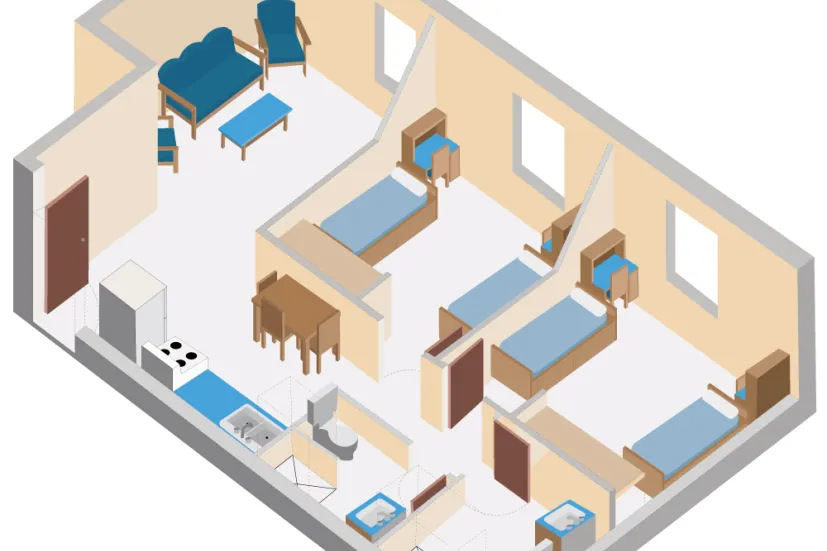 two-bedroom floor plan in new UPEI residence