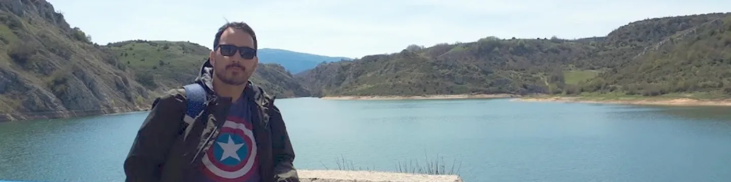 UPEI student Eric Andersen at a dam in Spain