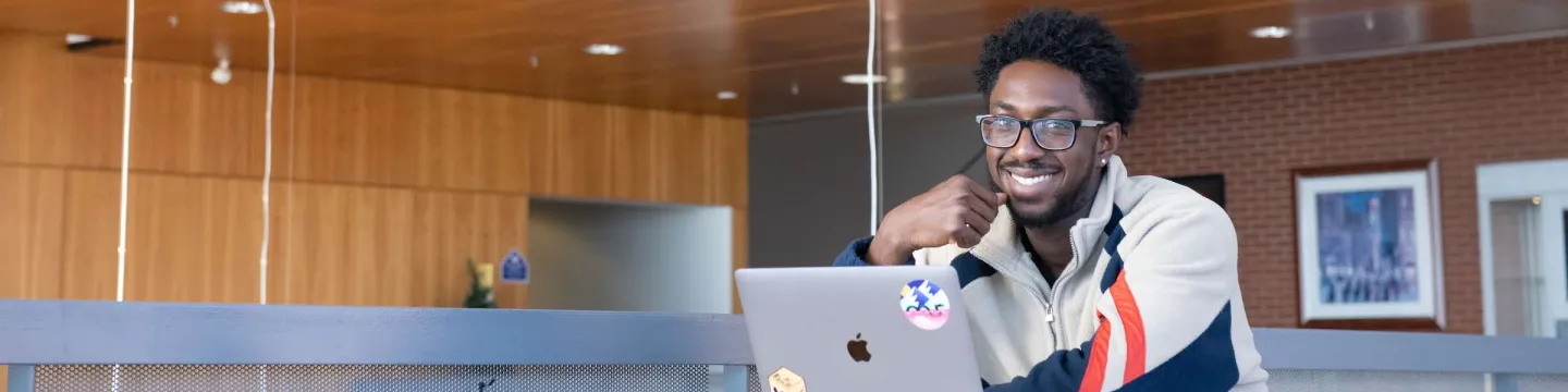 UPEI business student Ehimen in Don and Marion McDougall Hall