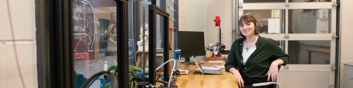 a UPEI student in the sustainable design engineering building