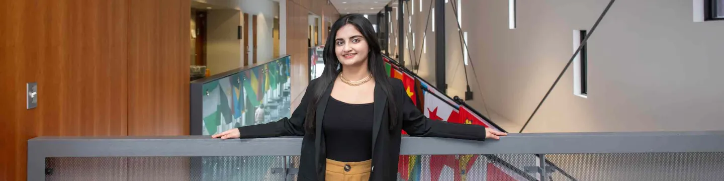 a UPEI student in McDougall Hall