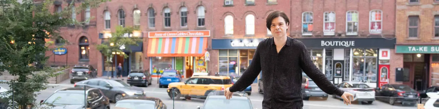 Dr. Max Schaefer outside the Charlottetown Library