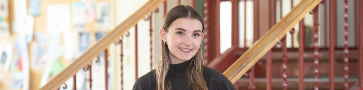 UPEI student Bella in UPEI's SDU Main Building