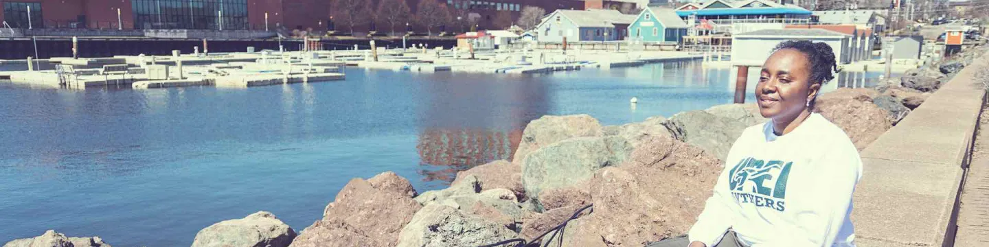 UPEI Master of Arts in Island Studies student Ayana Arnaud on the Charlottetown waterfront