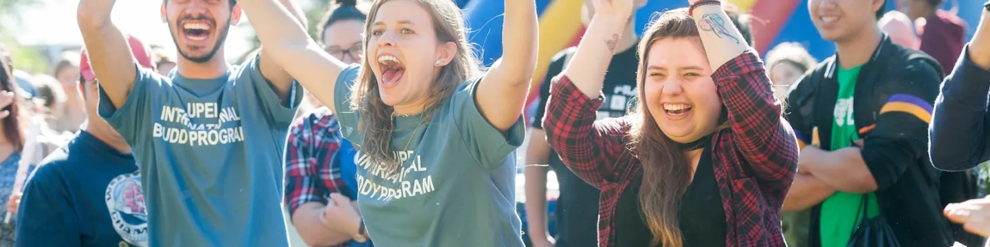 members of student societies and groups celebrating upei carnival