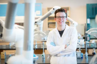 a UPEI chemistry student in a lab