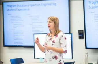 UPEI professor Stephanie Shaw teaching a lecture