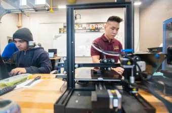 two UPEi students working in the Engineering Success Centre