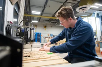 Sustainable Design Engineering student Jimmy Hulton working on a project